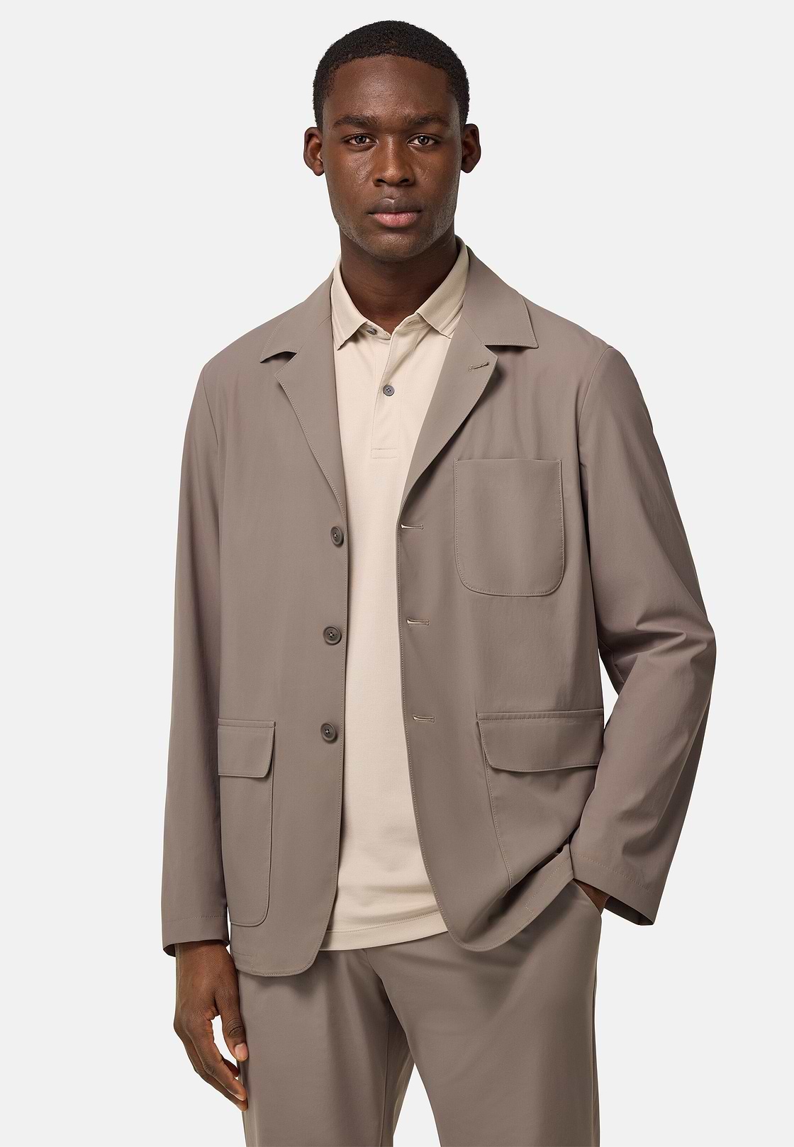 Veste B Tech En Nylon Stretch, Boue, hi-res