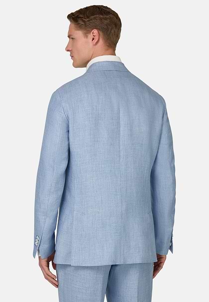 Mélange Pure Linen Jacket, Light Blue, hi-res