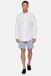 Chemise Blanche En Seersucker Coupe Droite, Blanc, hi-res