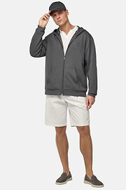 Cotton Blend Full-Zip Sweatshirt, Charcoal, hi-res