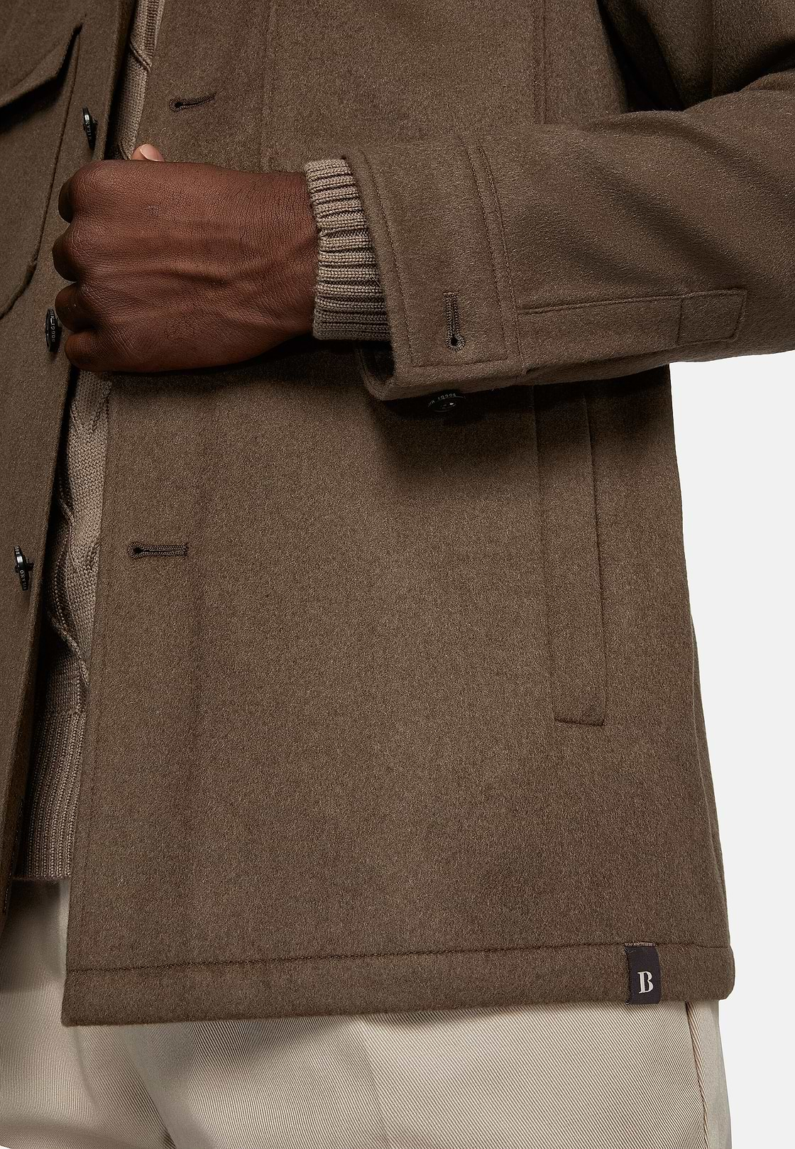 Kasjmier schakel overhemdblazer, Brown, hi-res