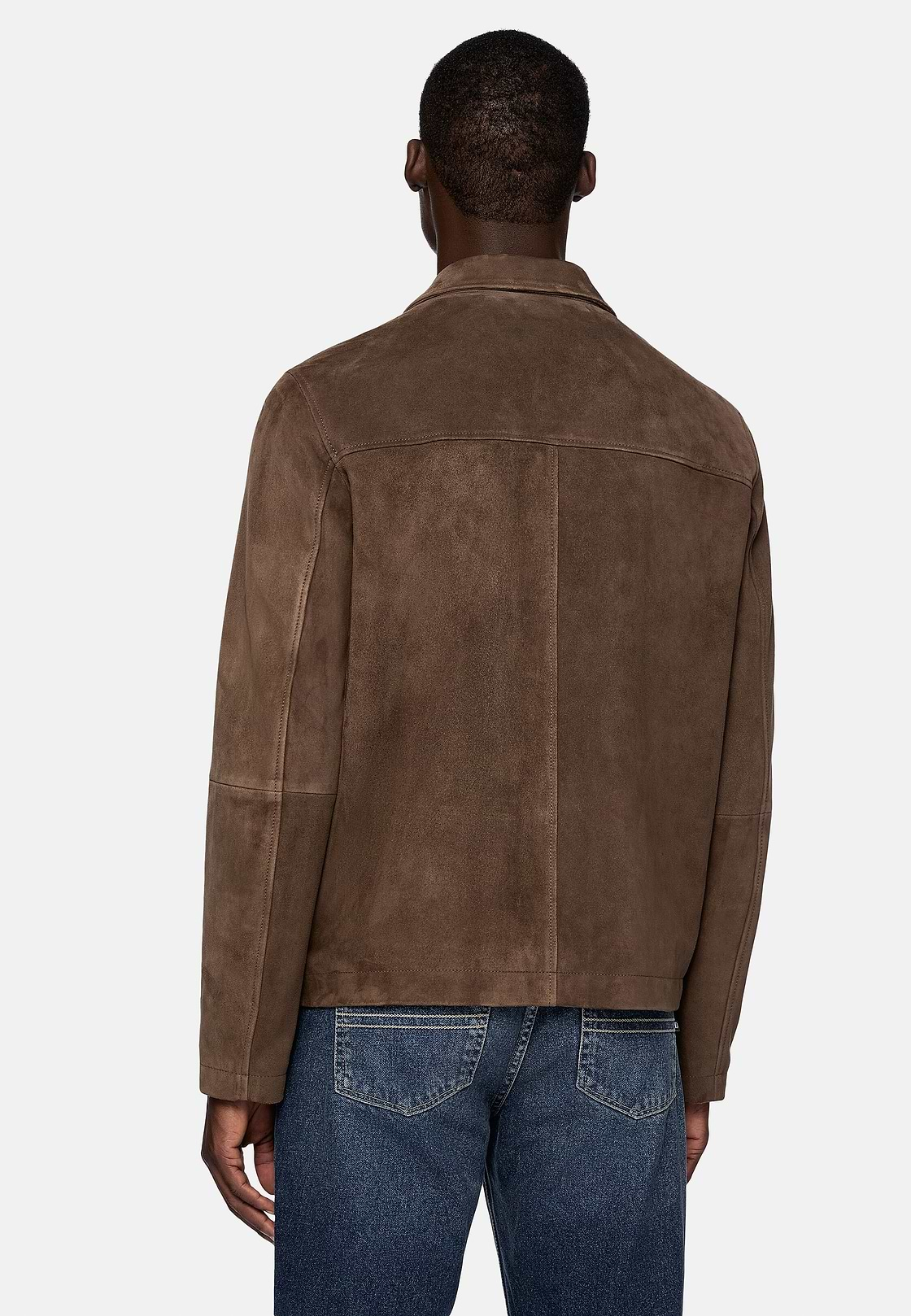 Bomber Jacket in Genuine Suede Leather, Brown, hi-res