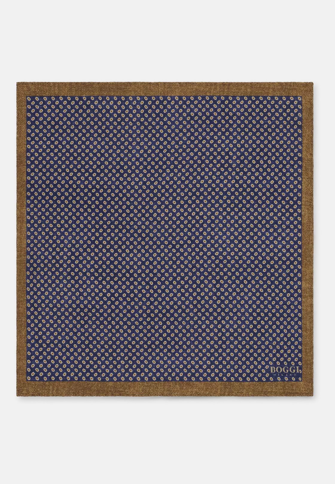 Pocket Square Double Micro Patterned Print Silk, Navy blue, hi-res, 2