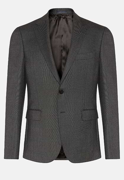 Grey Birdseye Jacket In Super 110 Wool, Medium grey, hi-res