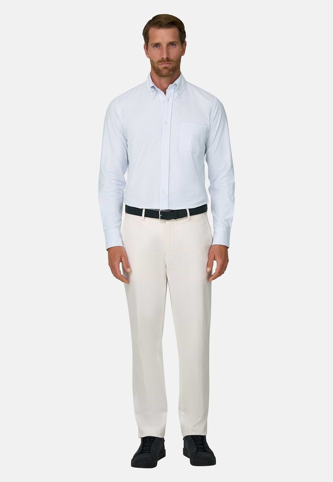 Overhemd Gestreept Oxford Katoen Regular Fit, Light Blue, hi-res, 2