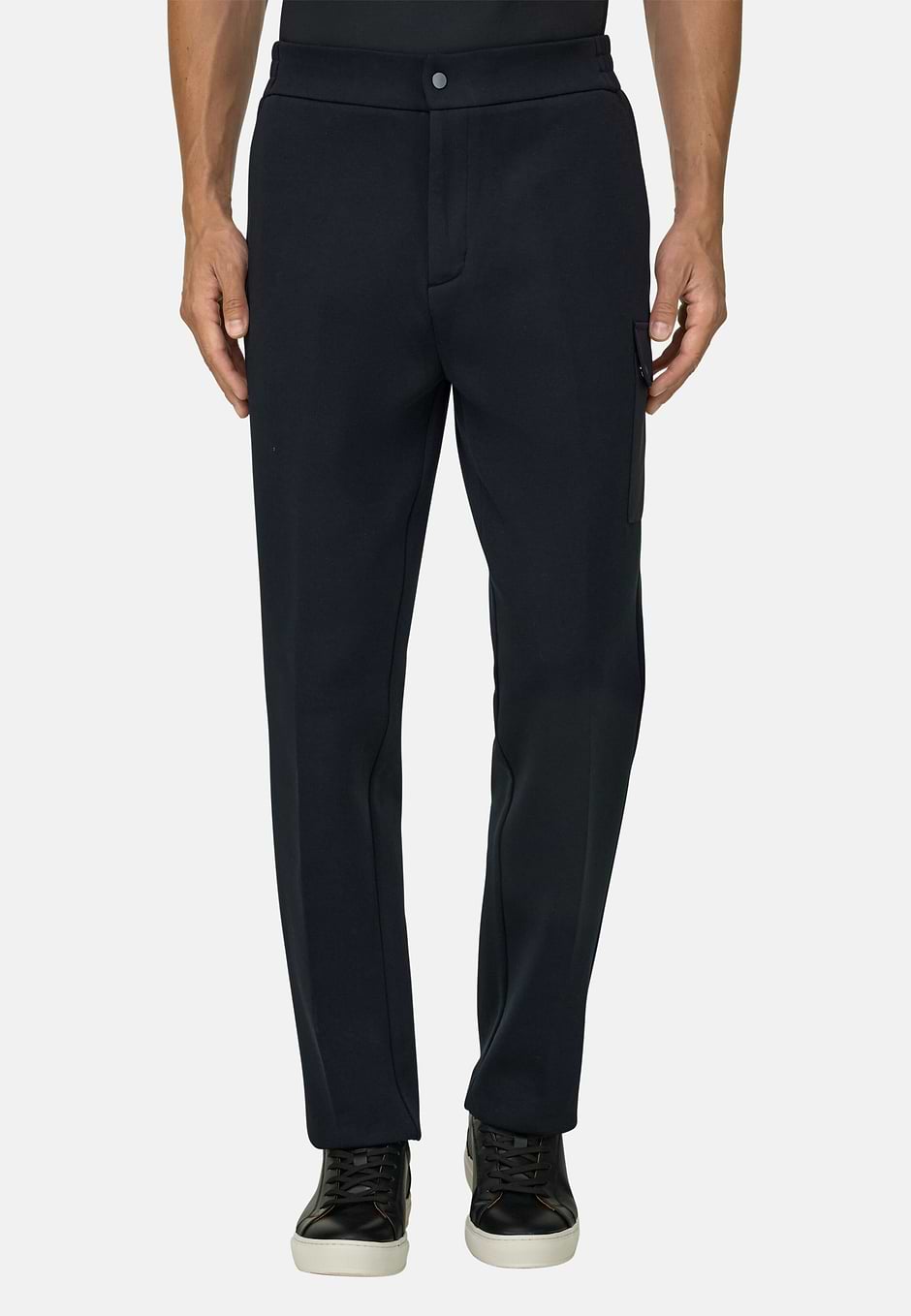 Joggers in Misto Cotone Scuba B Tech, Nero, hi-res