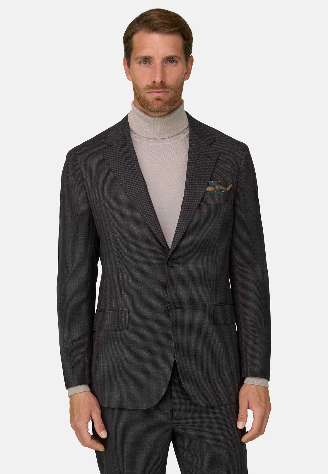 Suit Micro Patterned Wool Blend, Brown, hi-res, 1