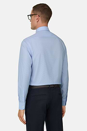 Slim Fit Houndstooth Cotton Shirt, Light Blue, thumb, 3