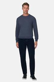 Trousers in Stretch Velvet, Navy blue, thumb, 2