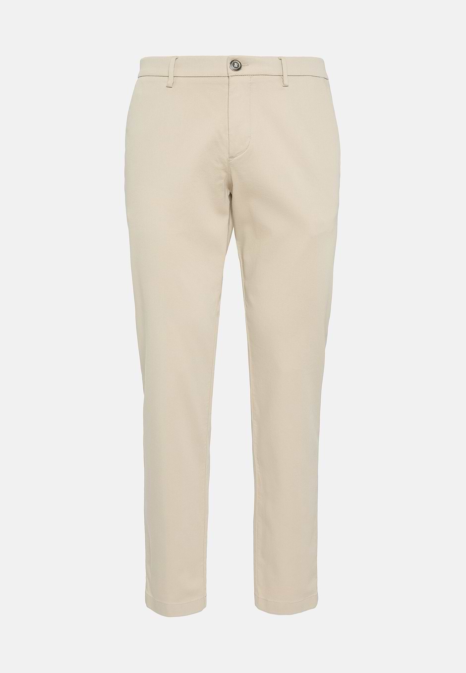 Stretch cotton/tencel trousers, Beige, hi-res
