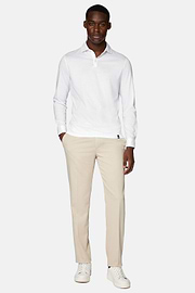 Stretch cotton/tencel trousers, Beige, hi-res