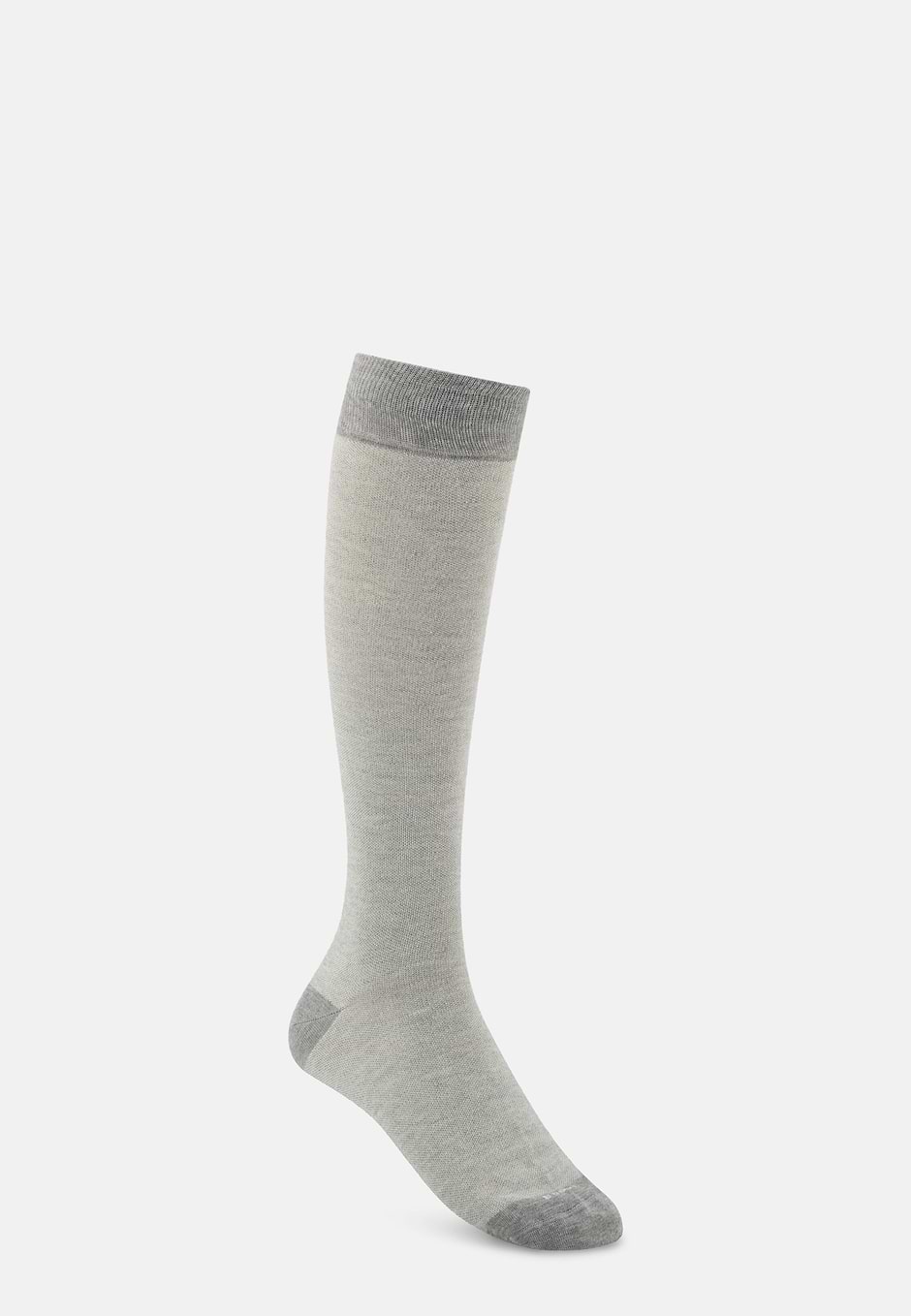 Long Socks Oxford Pattern Cotton Blend, Light grey, hi-res