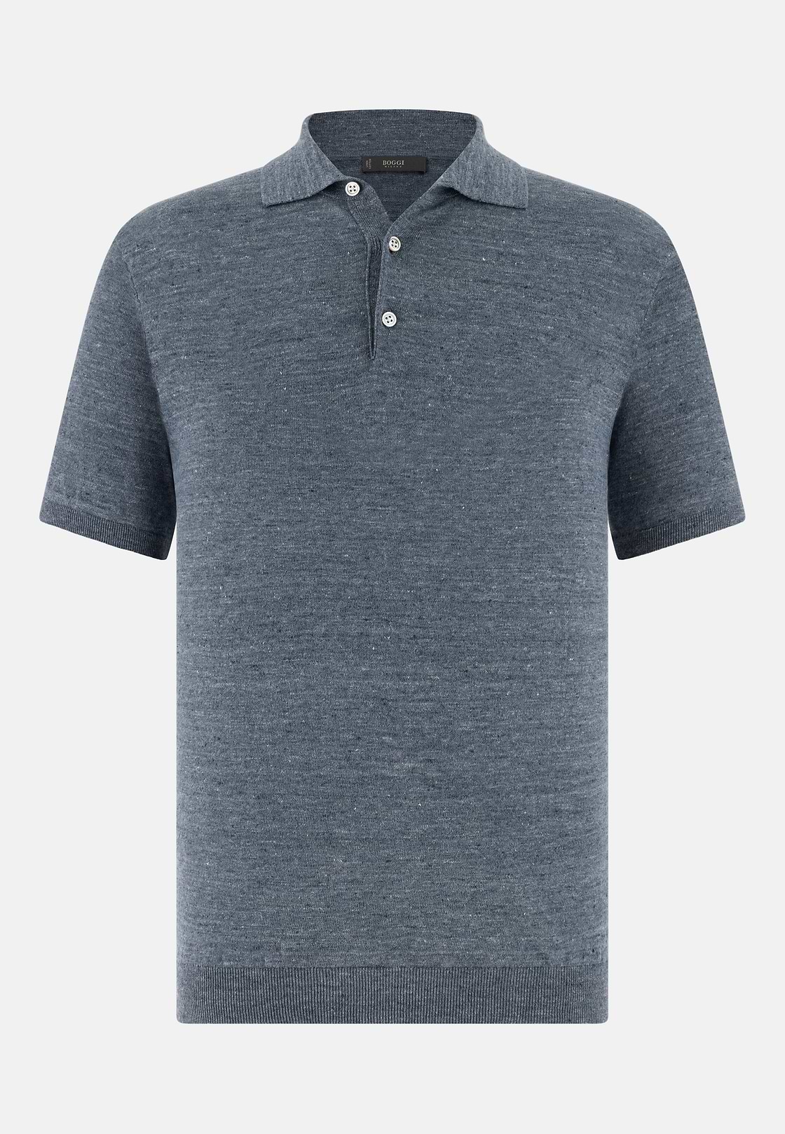 Polo En Maille De Lin Et Coton, Indigo, hi-res, 5