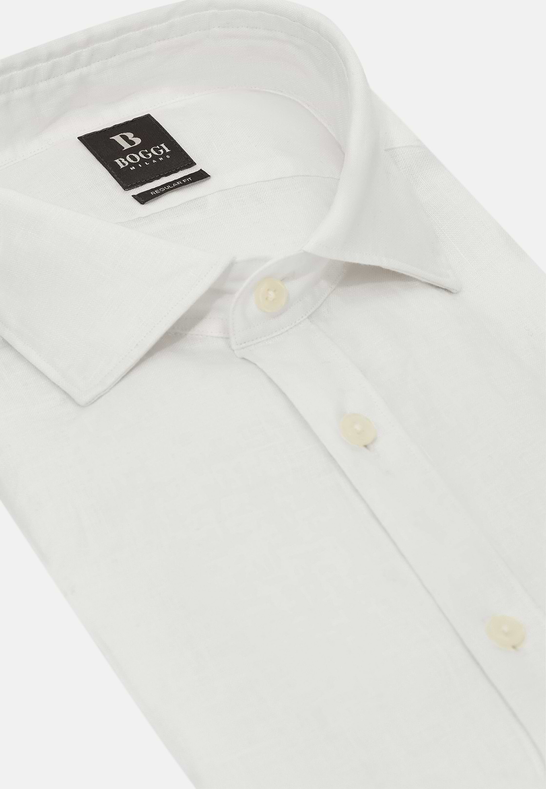 Regular Fit Linen Shirt, White, hi-res