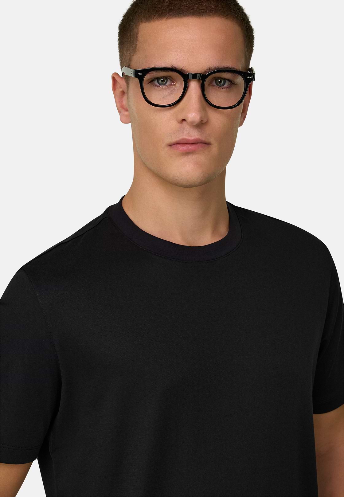 Silk Blend T-Shirt, Black, hi-res, 4