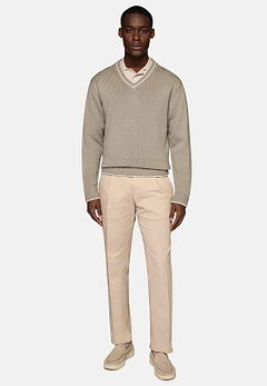 Taupe v neck sweater on sale
