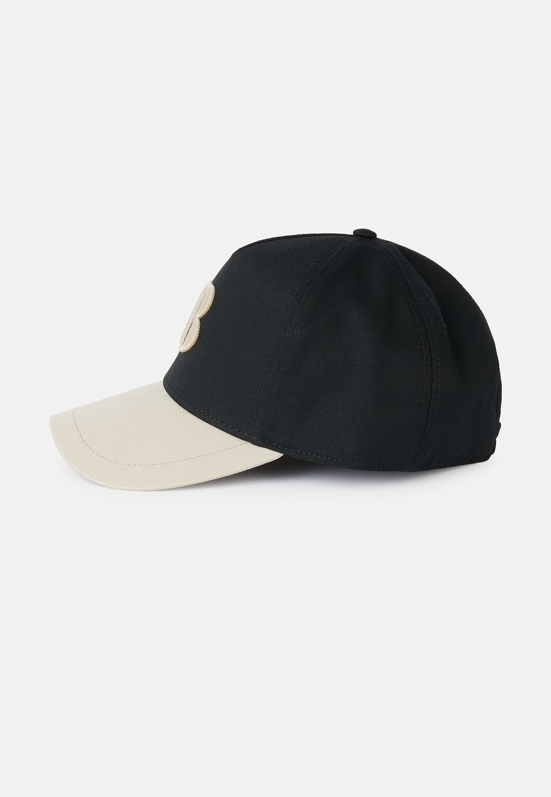 Baseball Cap With Visor And Embroidery in Cotton, Black, hi-res