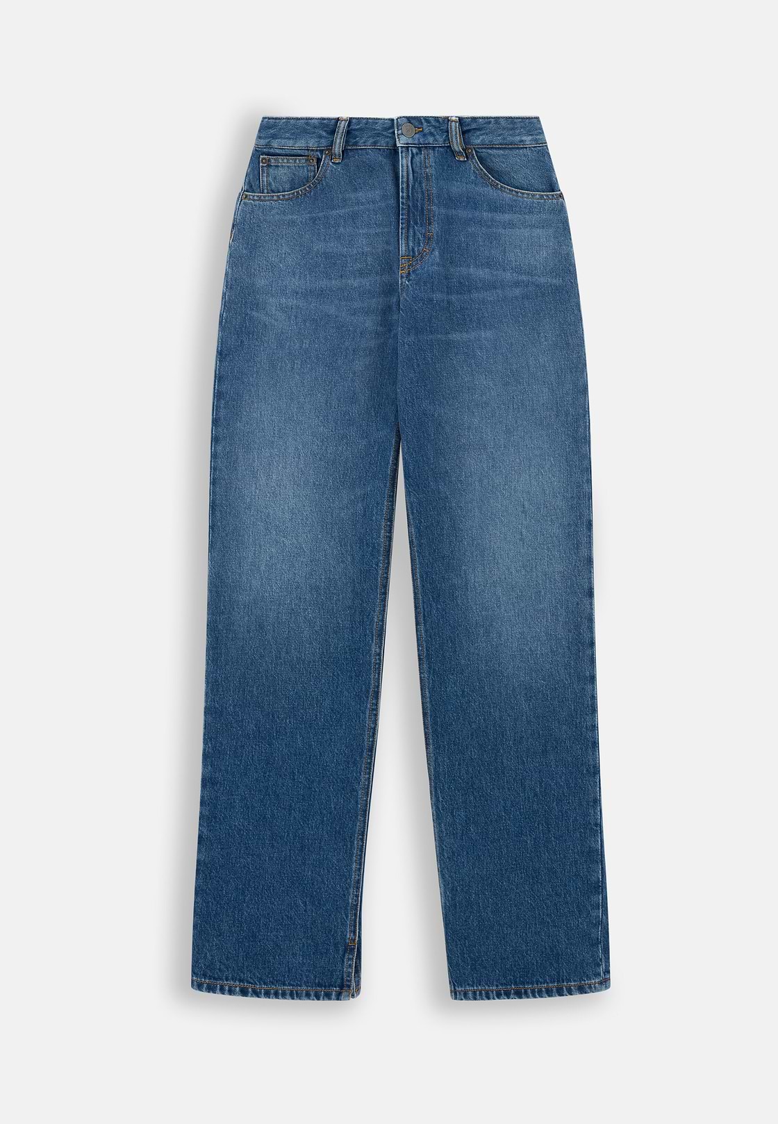 Jeans Straight Fit in Cotton Denim, Medium Blue, hi-res, 5