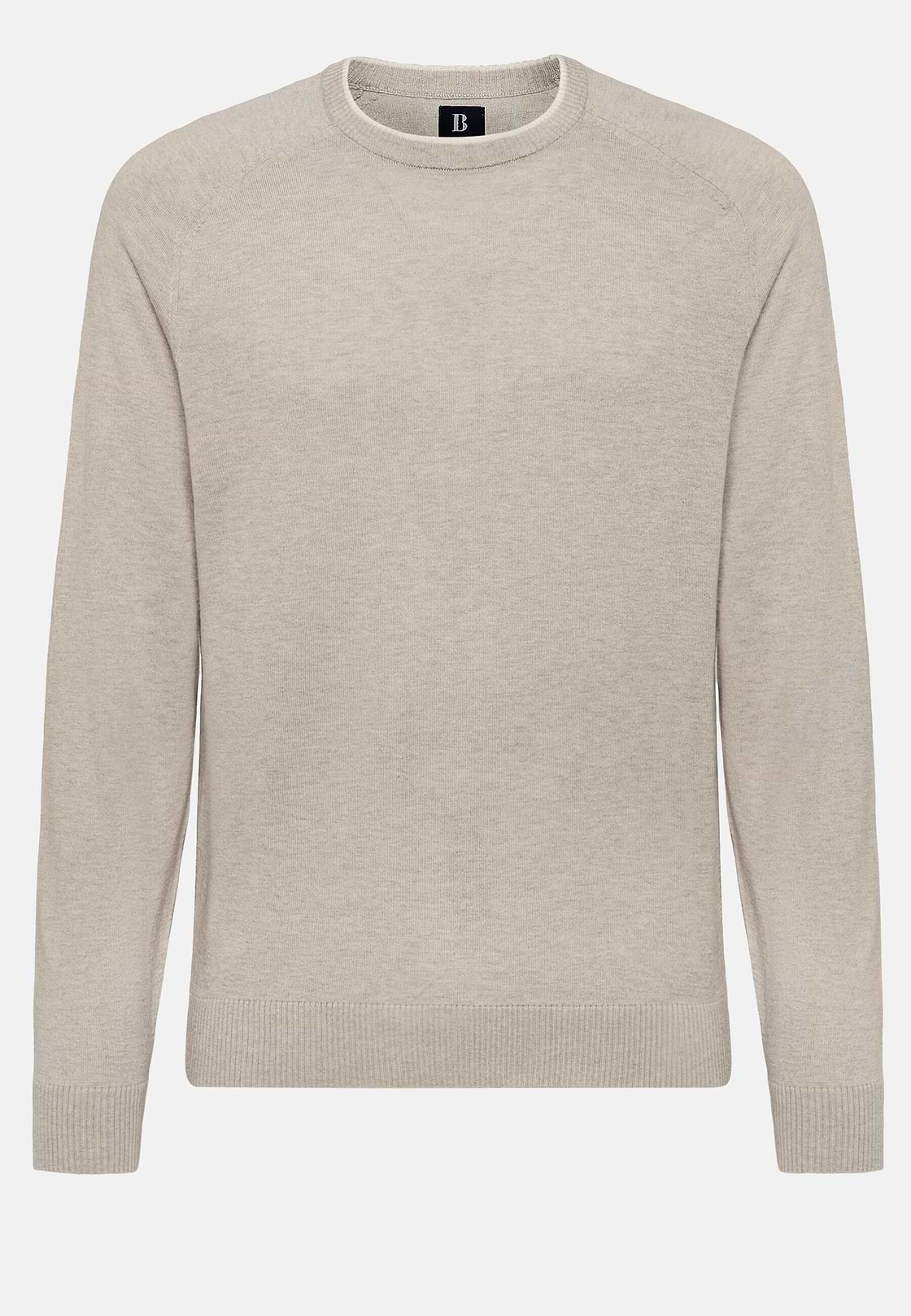 Sand Crew Neck Jumper in Cotton, Silk and Cashmere, Sand, hi-res