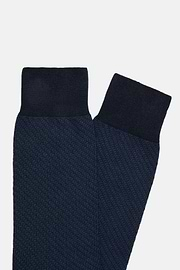 Socks with Micro Pattern in Organic Cotton, Navy blue, hi-res