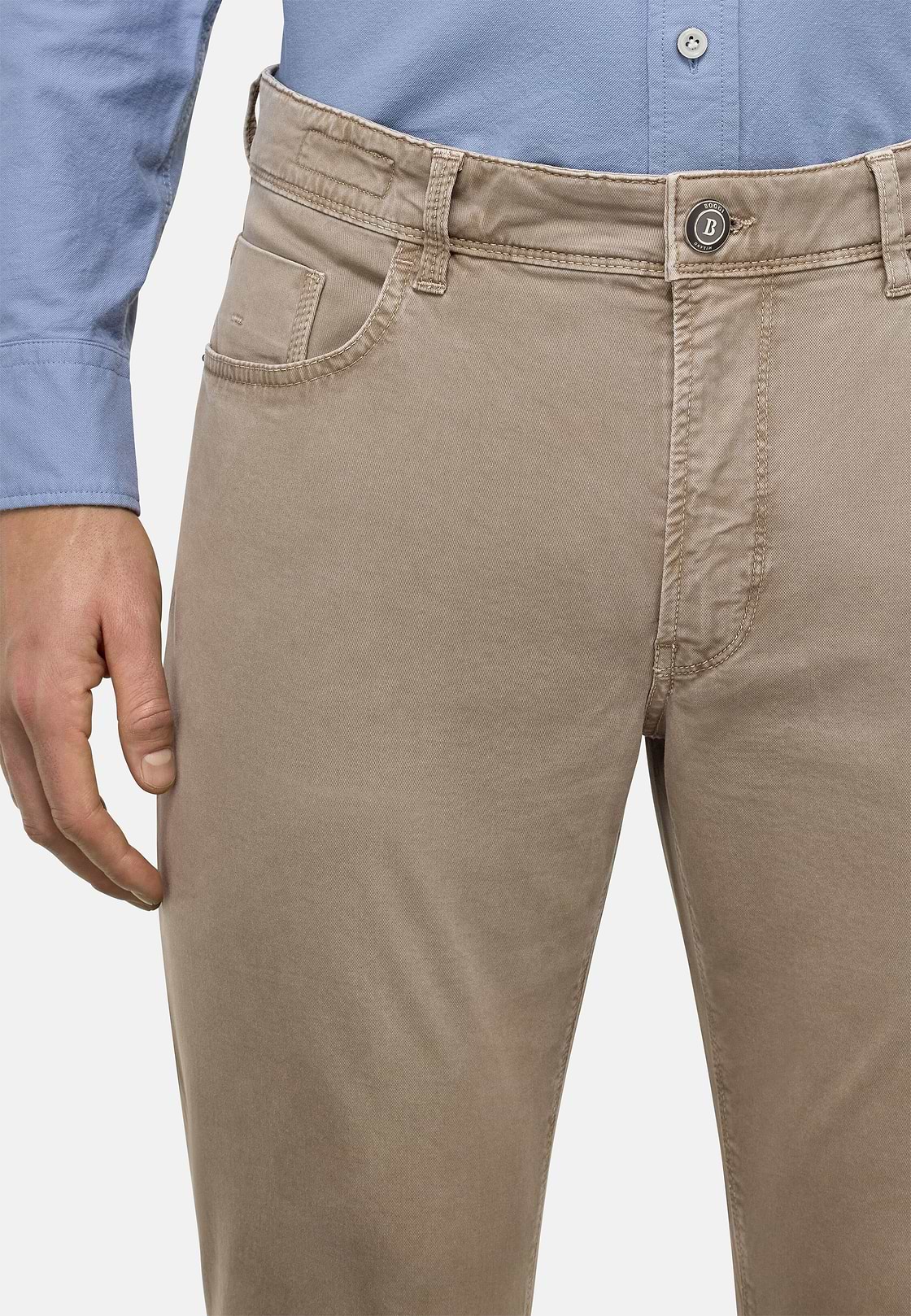 Jean En Coton Extensible, Taupe, hi-res