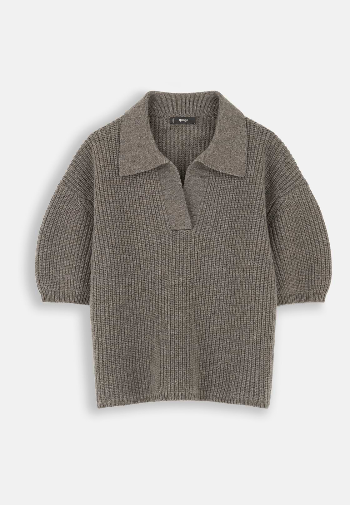 Polo in Wool and Cashmere Knitted Fabric, Taupe, hi-res, 5
