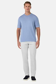 Cotton Crêpe Knit T-Shirt, Light Blue, hi-res