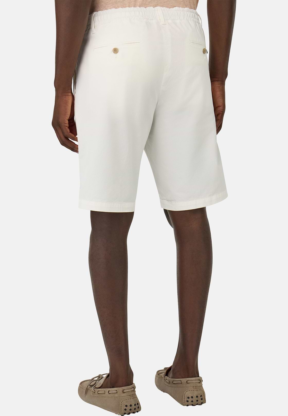 Stretch Cotton Summer Bermuda Shorts, White, hi-res