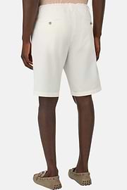 Stretch Cotton Summer Bermuda Shorts, White, hi-res
