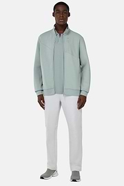 Sweat-Shirt Full Zip En Mélange Coton Et Scuba Léger, Vert Clair, hi-res