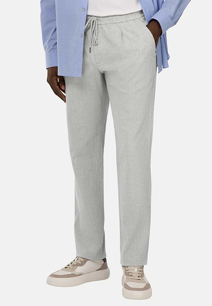 City Trousers in Stretch Seersucker, Light grey, hi-res