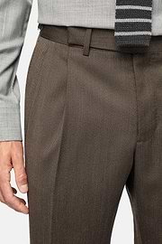 Brown Stretch Wool Suit, Brown, hi-res