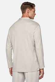 Polo Shirt in a Cotton Blend High-Performance Jersey, Sand, hi-res