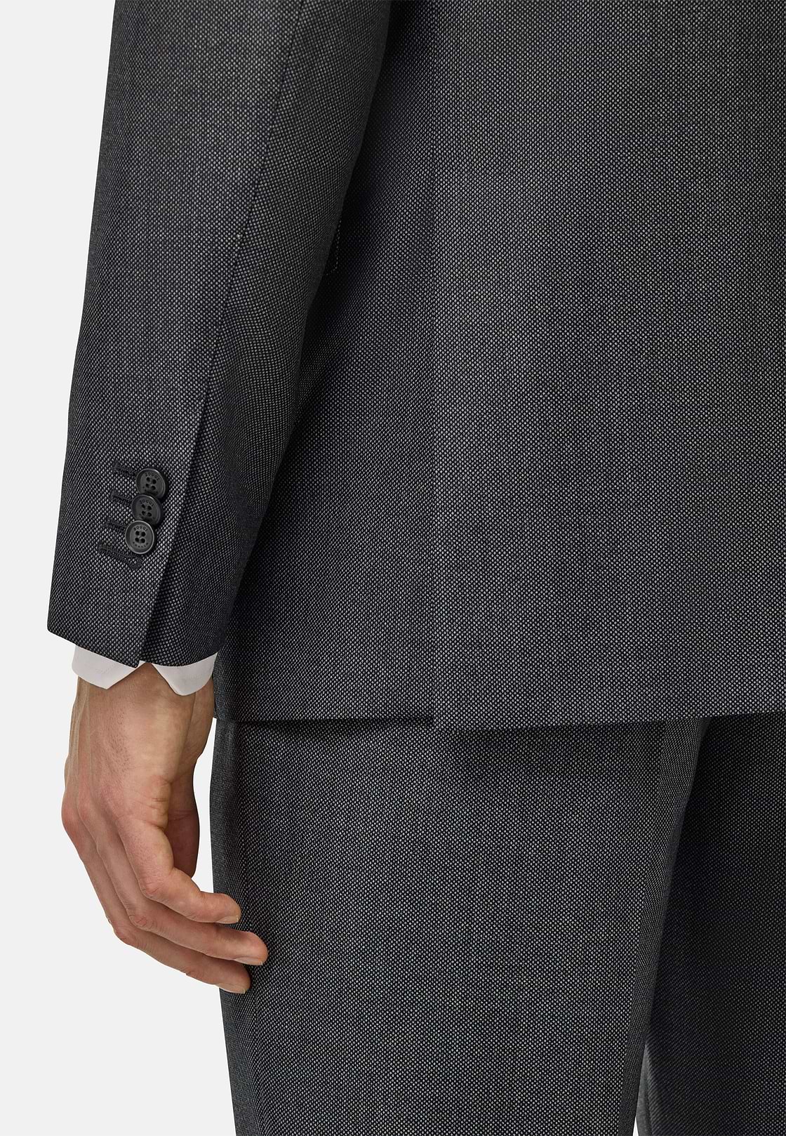 Pure Wool Bird's Eye Jacket, Medium grey, hi-res