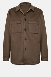 Link Shirt Jacket in Pure Cashmere, Brown, hi-res