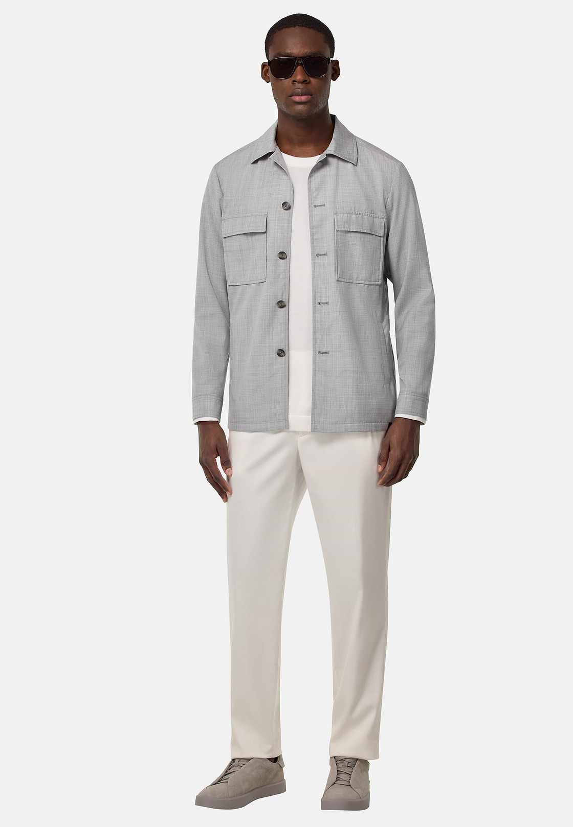 Giacca Camicia Link In Lana, Grigio, hi-res