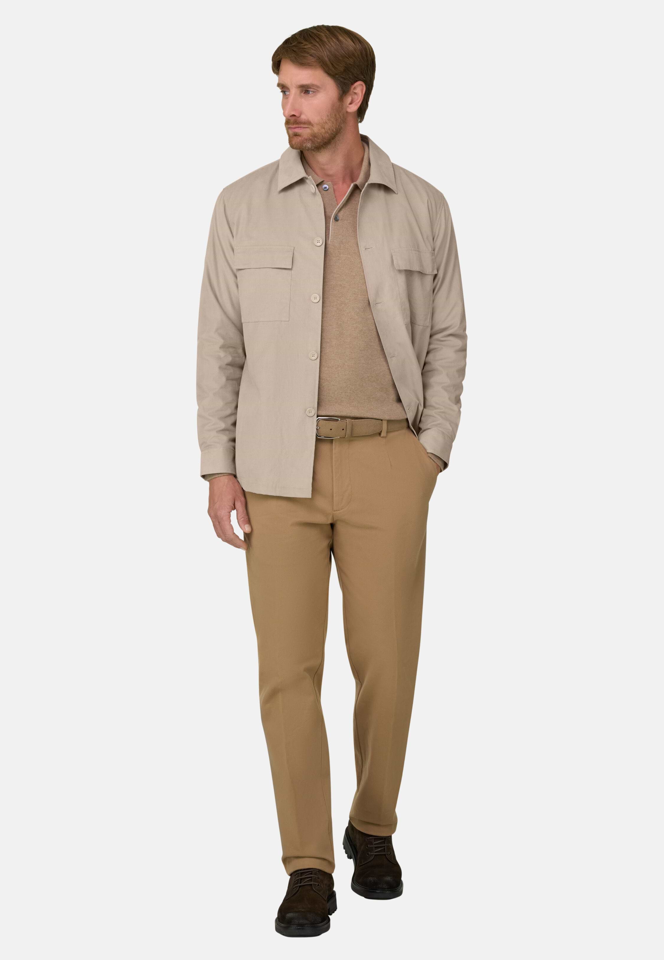 Overshirt in Corduroy Lined with Flannel, Sand | Boggi Milano