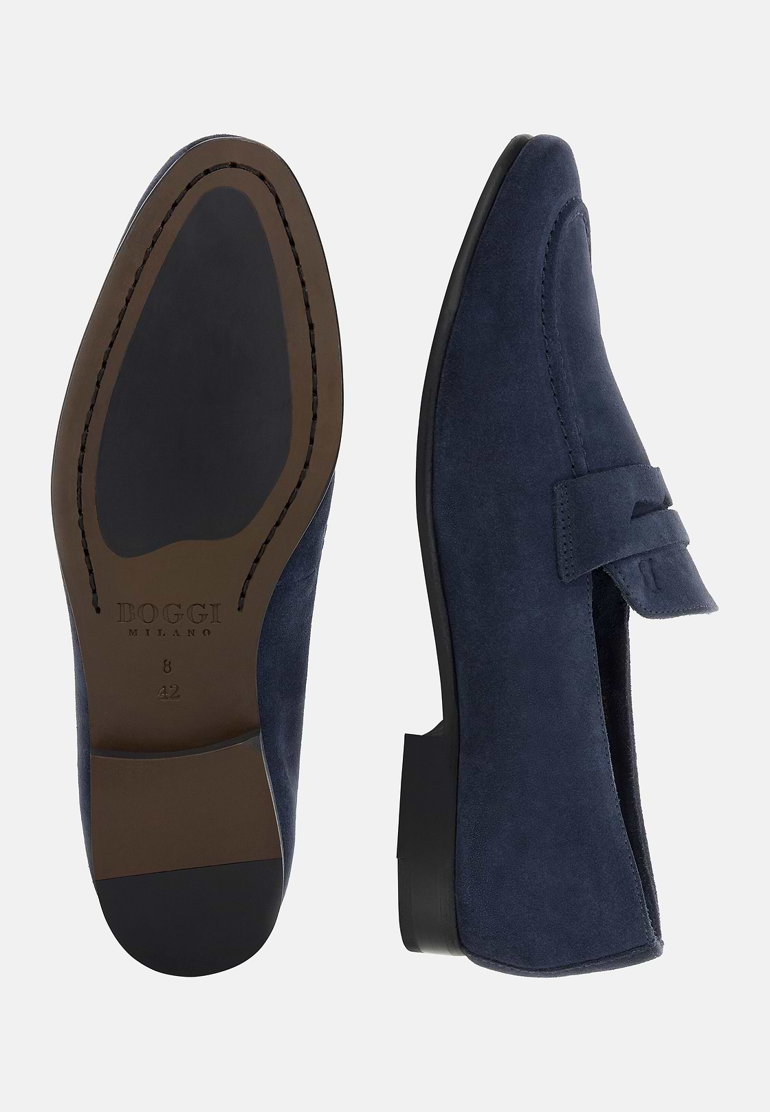 Leather Loafers, Blue, hi-res