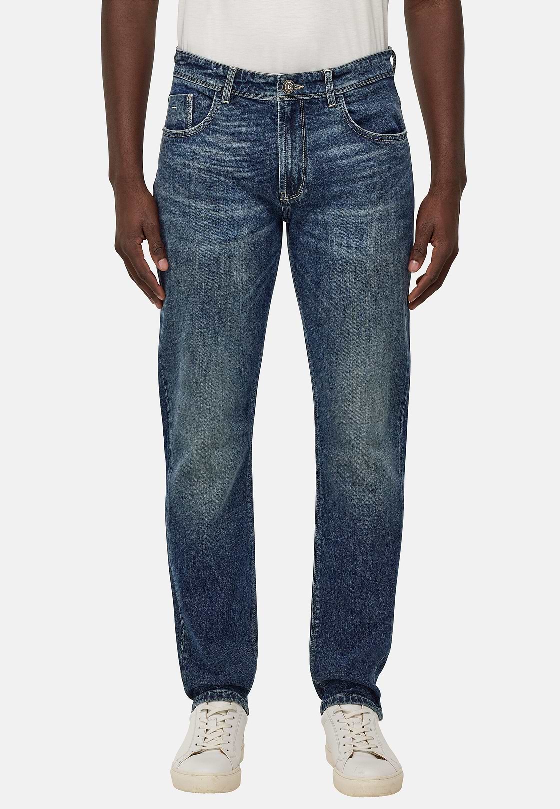 Dark Blue Stretch Denim Jeans, Dark Blue, hi-res