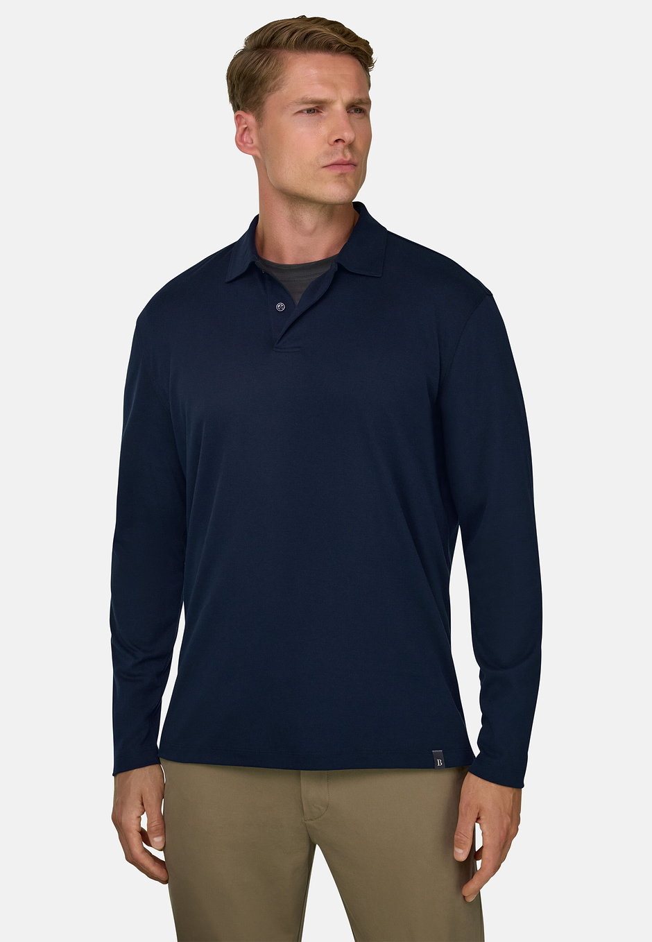 Polo en Jersey Mezcla de Algodón S. Cafè®, Azul  Marino, hi-res