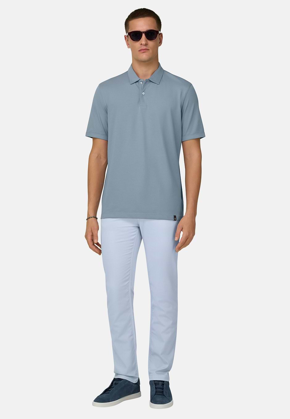 Polo En Piqué Performant avec fil S-Café®, Bleu clair, hi-res