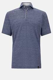 Cotton/Linen Piqué Polo Shirt, Blue, hi-res