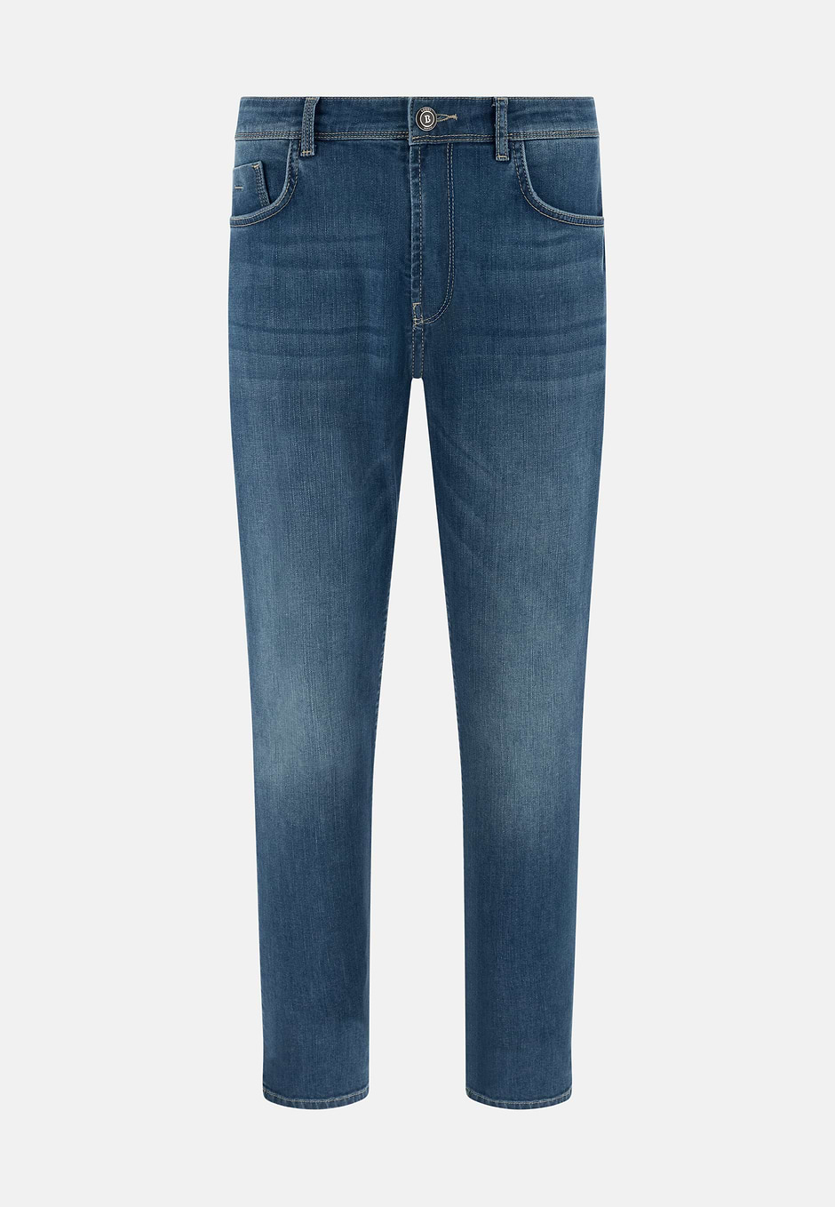 Medium Blue Stretch Denim Jeans, Medium Blue, hi-res