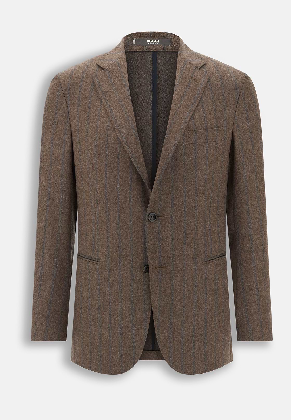 Suit Pinstripe Wool Flannel, Brown, hi-res, 7