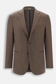 Suit Pinstripe Wool Flannel, Brown, thumb, 7