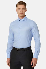 Regular Fit Sky Blue Cotton Dobby Shirt, Light Blu, hi-res