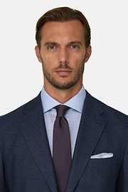 Suit Herringbone in Wool Flannel, Blue, thumb, 3