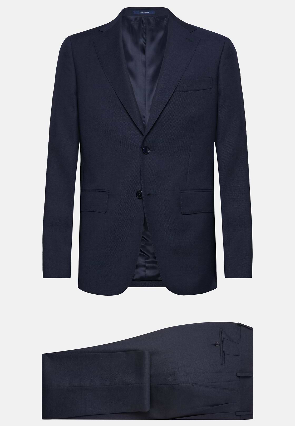 Navy Blue Micro Pattern Suit In Pure Wool, Navy blue, hi-res