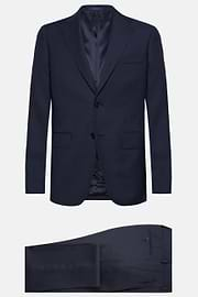 Navy Blue Micro Pattern Suit In Pure Wool, Navy blue, hi-res