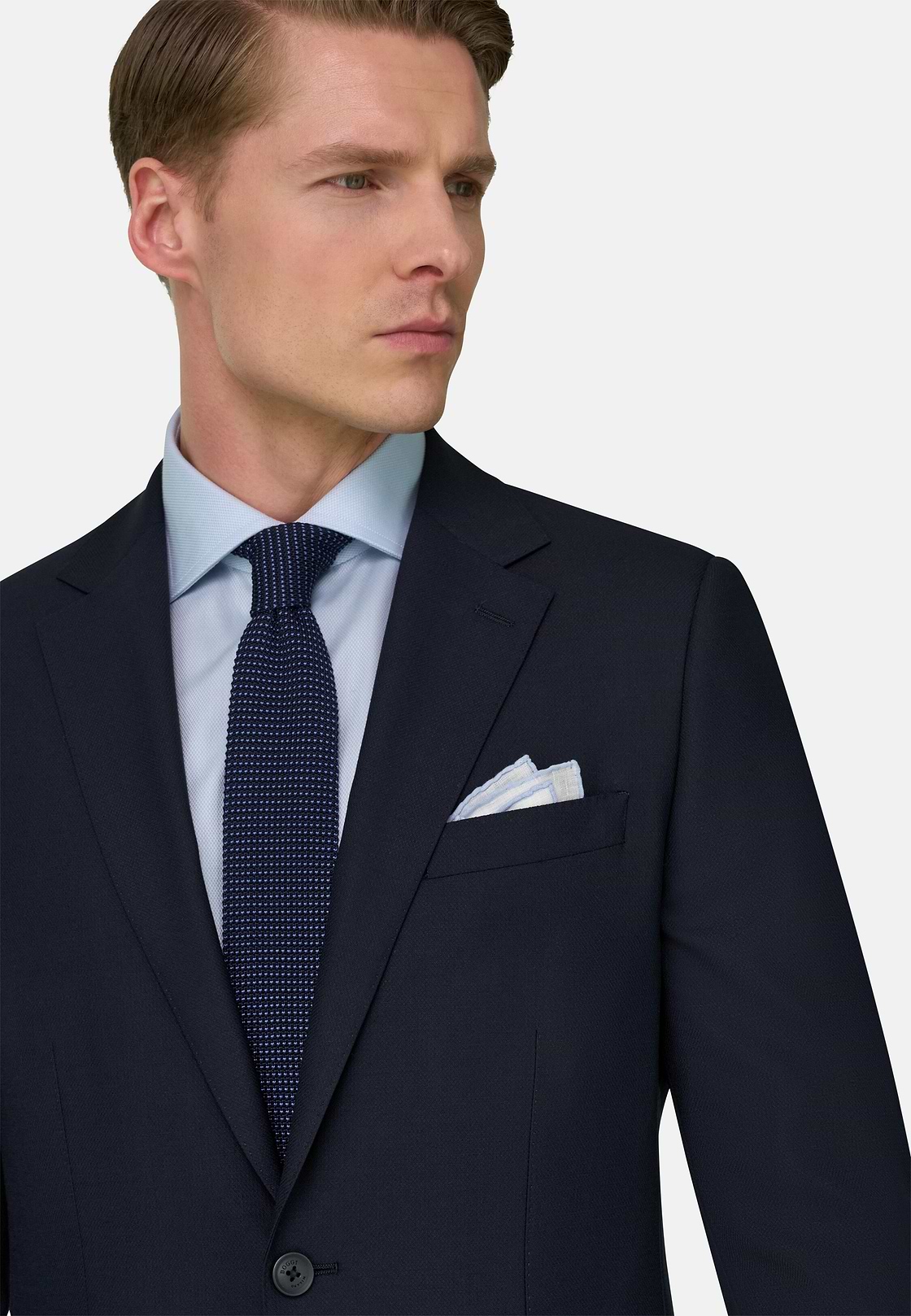 Micro Fancy Wool Blend Stretch Suit, Navy blue, hi-res, 4
